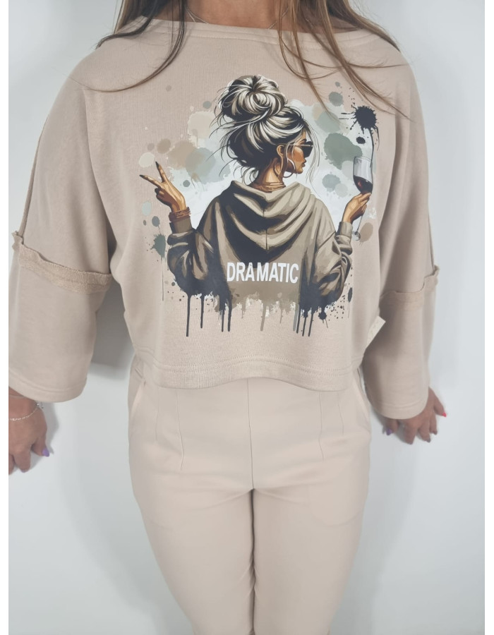 BLUZA nadruk beż